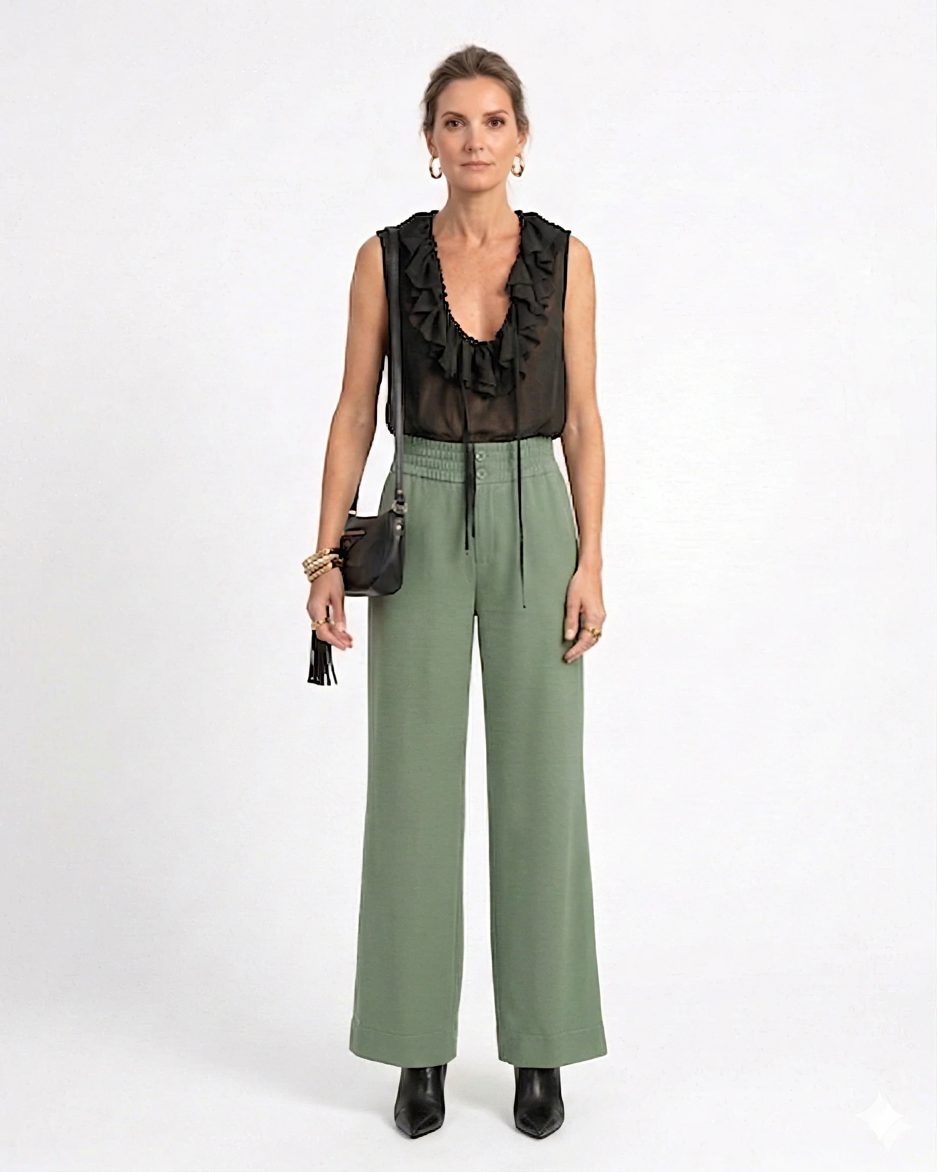Blusa com Gola de Babados - Preto - Image 7