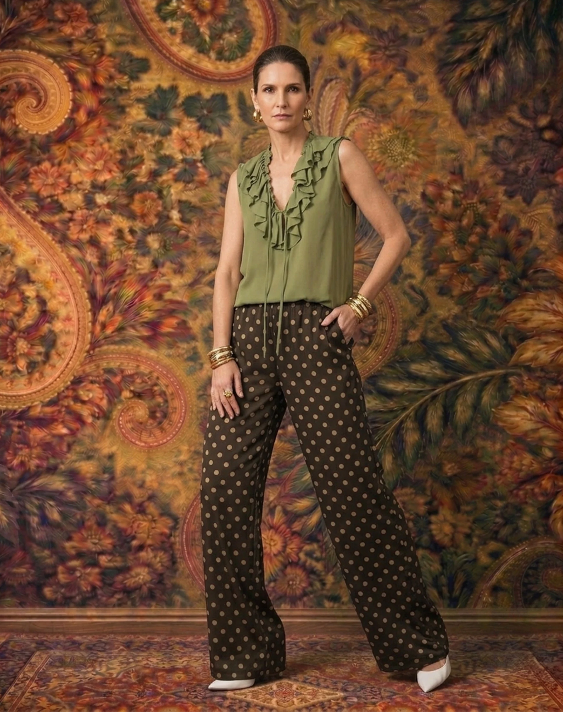 Blusa com Gola de Babados - Verde - Image 4