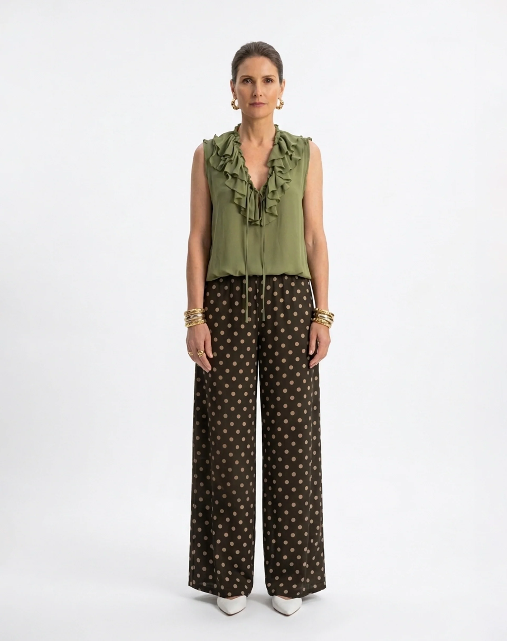 Blusa com Gola de Babados - Verde - Image 6