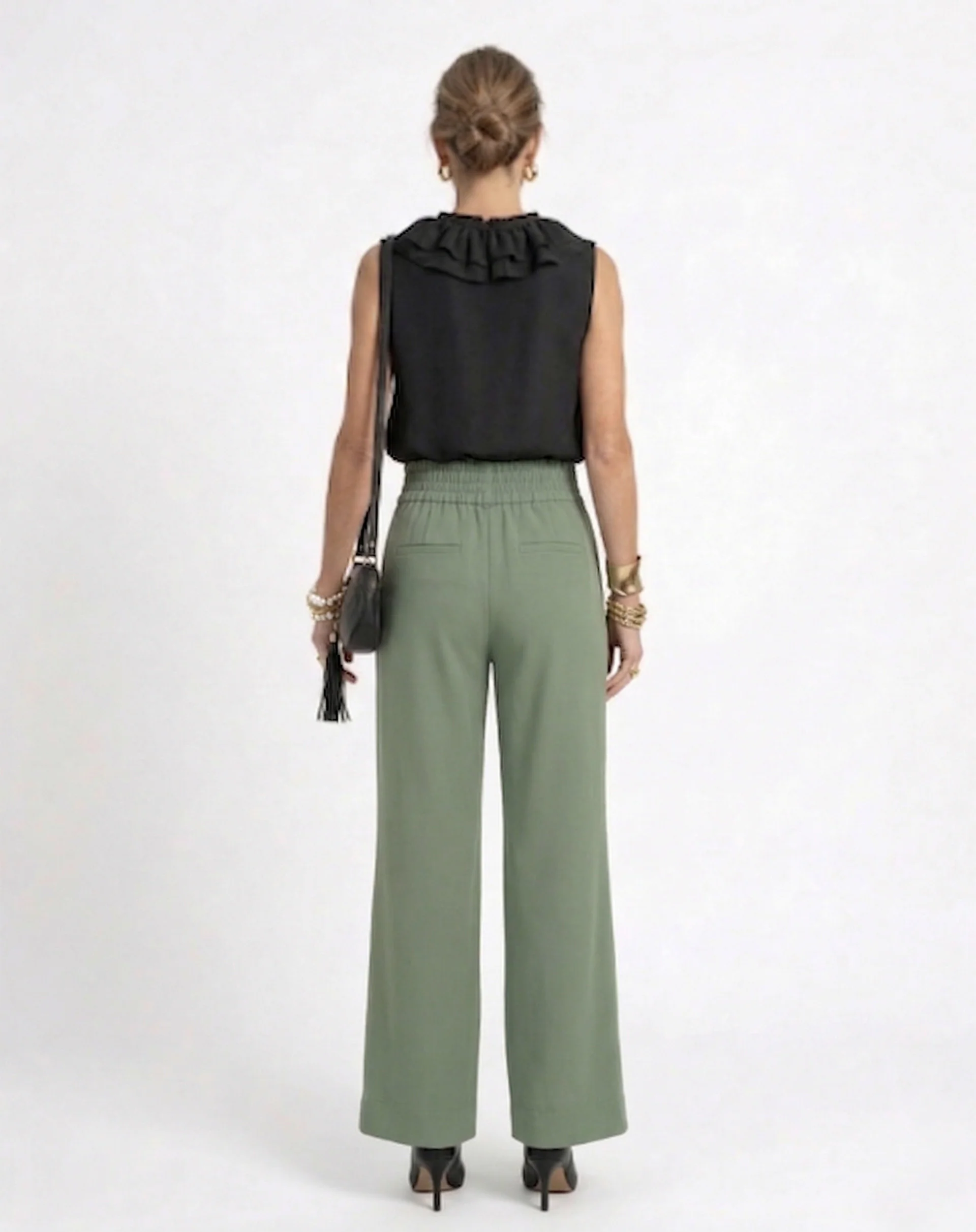 Calça Pantalona com Cós de Elástico - Verde - Image 6