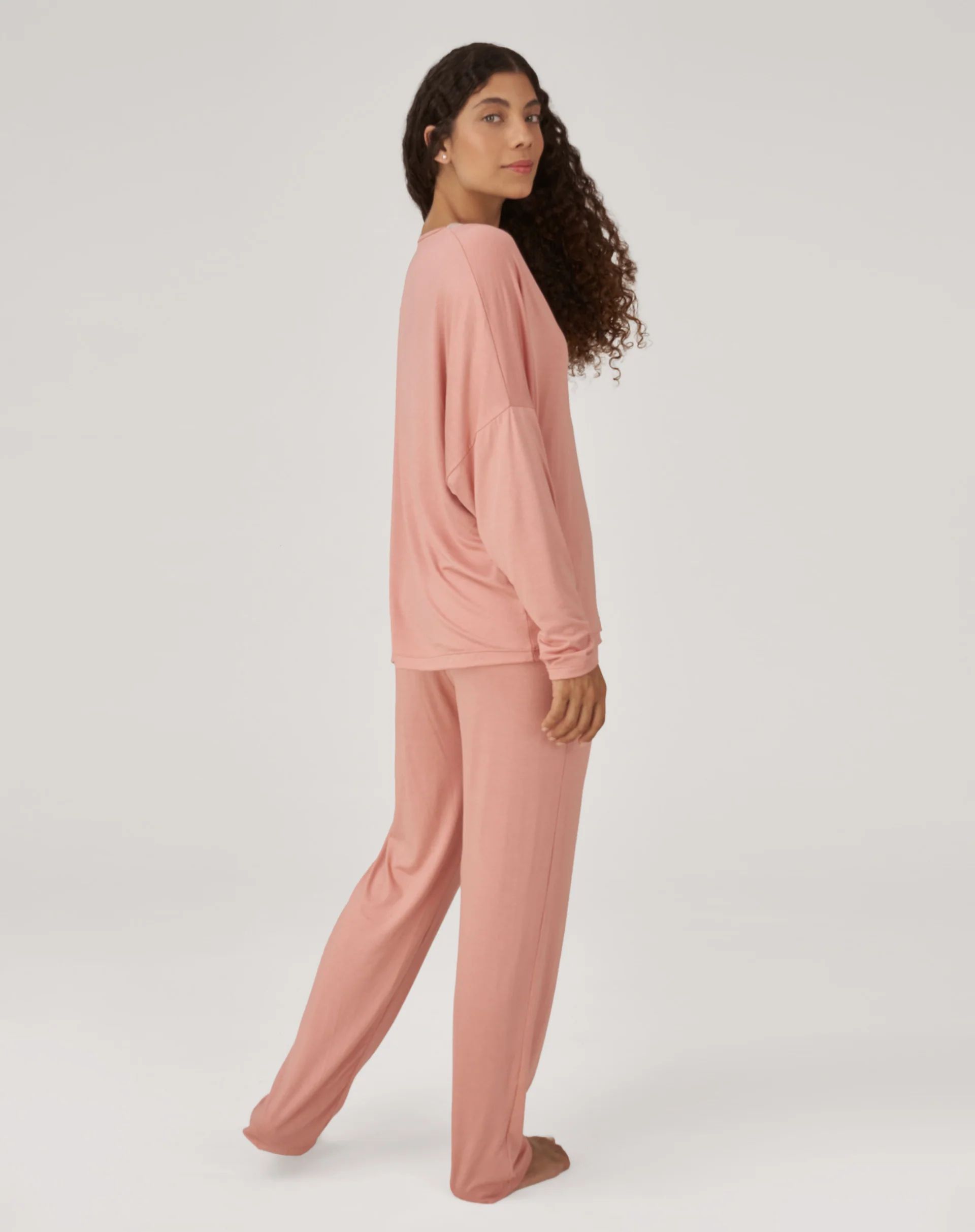 Conjunto de Pijama Longo com Renda - Rosa - Image 8