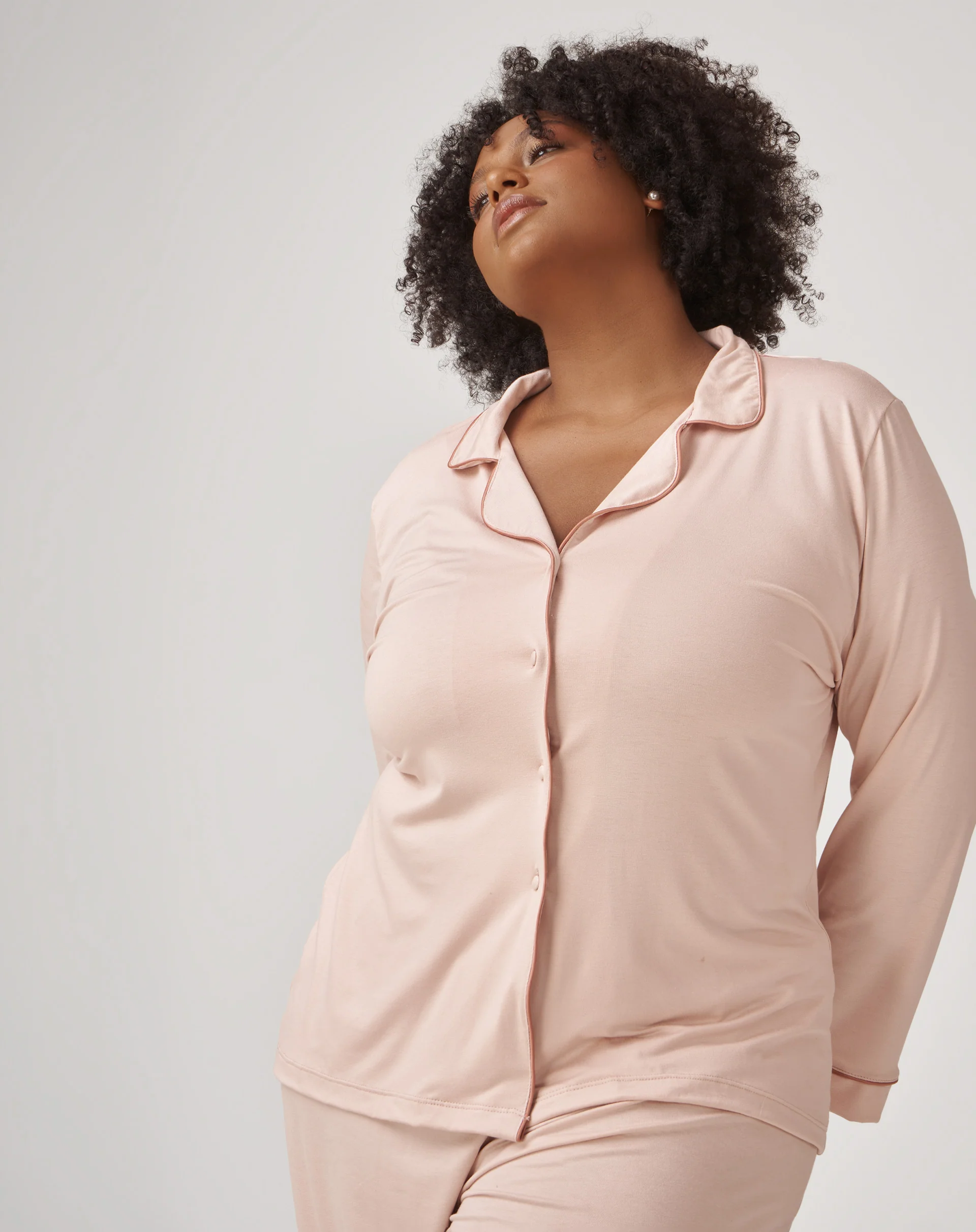 Conjunto de Pijama Longo com Vivo Contrastante - Rosa Claro - Image 5