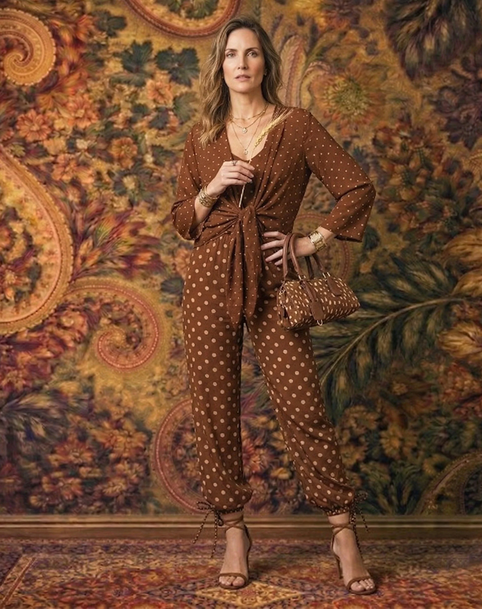 Kimono com Amarração de Chiffon - Marrom - Image 4